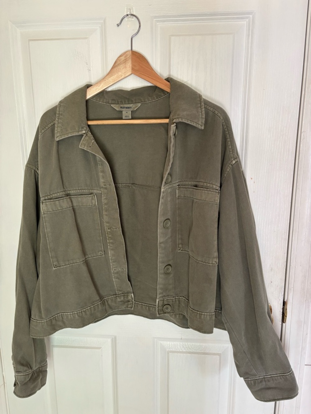 Old Navy Olive Green Cropped Utility Jacket